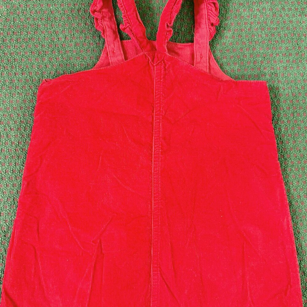 Carter's Girls 24M Red Corduroy Jumper Overall Dress Heart Pockets Fall - Picture 4 of 5